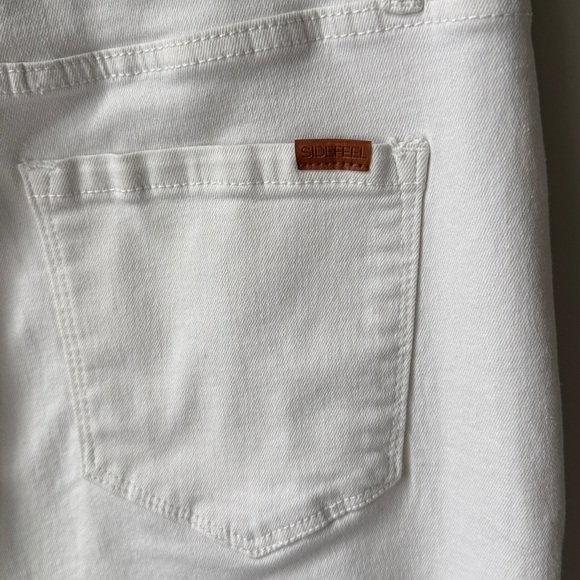 Sidefeel Women's White Wide Leg Jeans High Waisted Stretchy Capri Pants - Picture 4 of 5